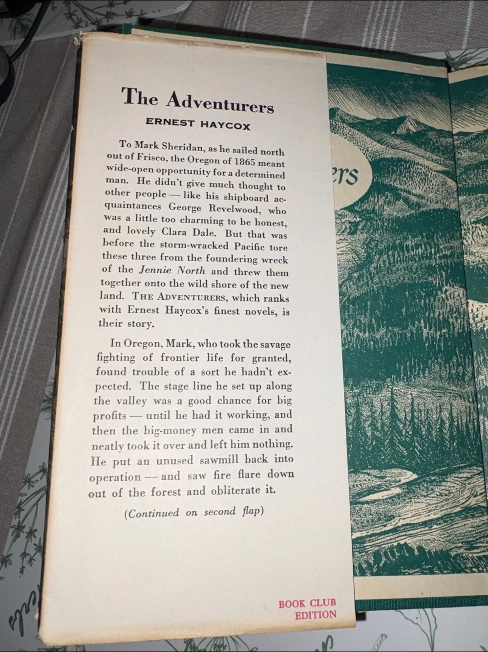 VTG 1954 The Adventurers by Ernest Haycox Hardcover Book Western Frontier Fictio